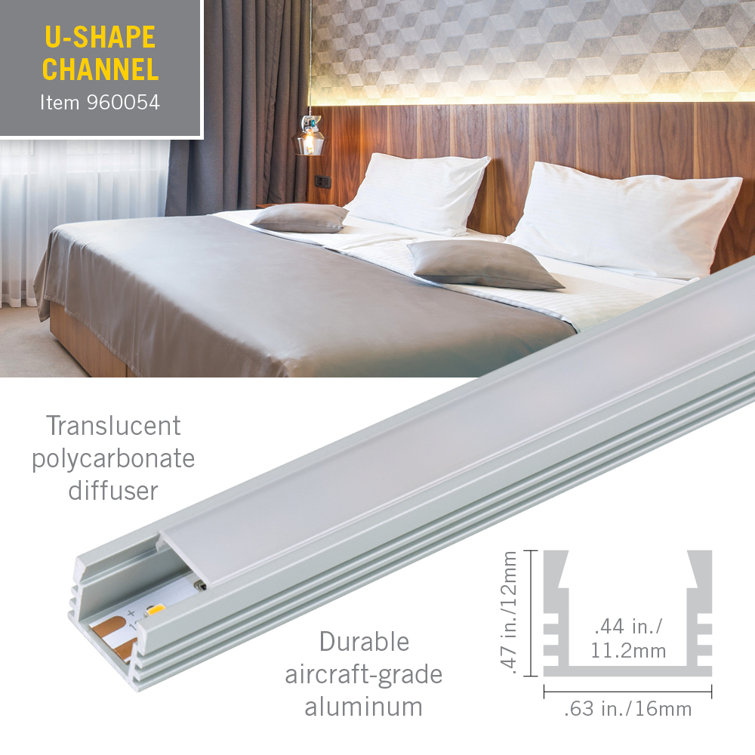 Silver Deep Surface Mount LED Tape Light Channel 5-Pack