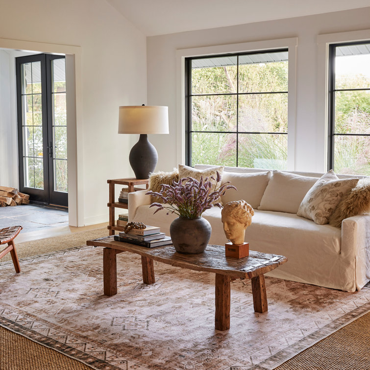 Jessamine Beige Geometric Washable Synthetic Area Rug