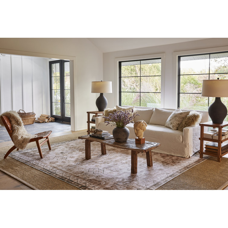 Jessamine Beige Geometric Washable Synthetic Area Rug