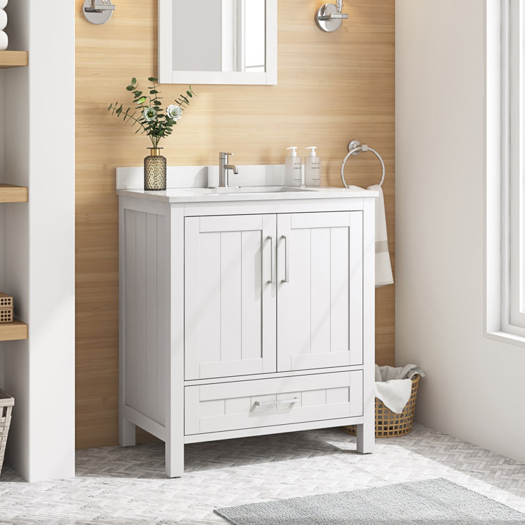 Pure White 30" Freestanding Bathroom Vanity with Sink