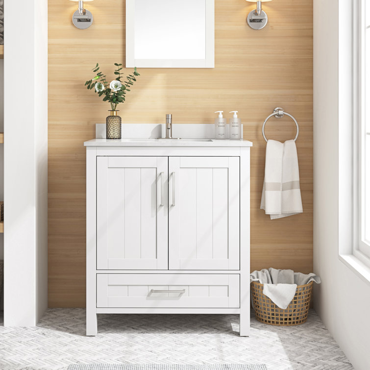 Pure White 30" Freestanding Bathroom Vanity with Sink