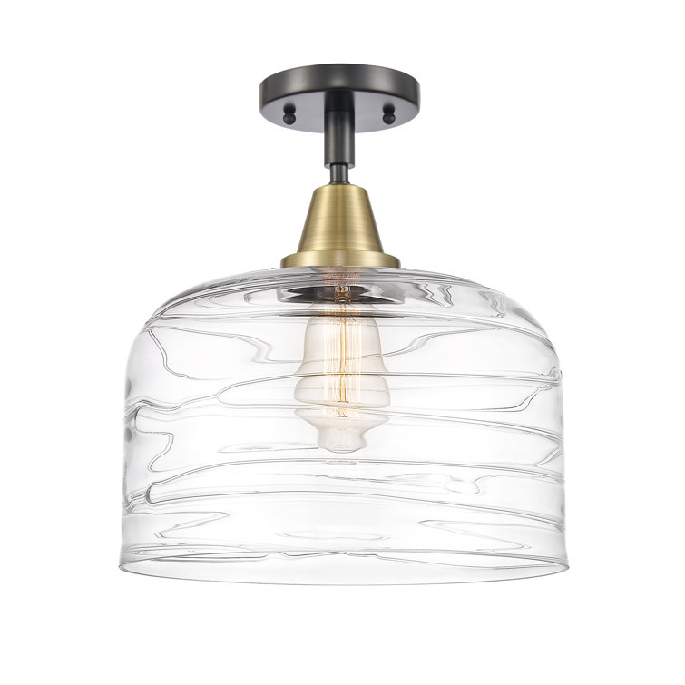 Franklin Restoration 12'' Black Glass Bell Flush Mount