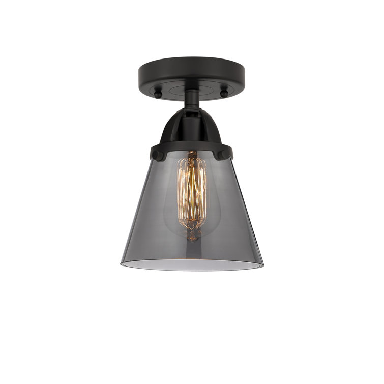Matte Black and Smoke Glass Semi-Flush Mount Light