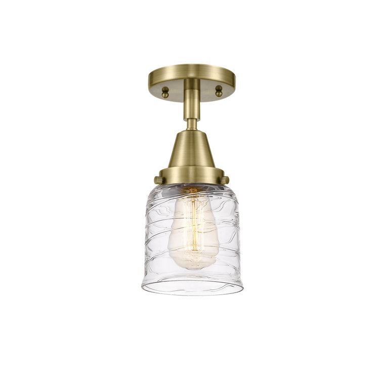 Antique Brass Bell 10" Glass LED Flush Mount for Indoor/Outdoor