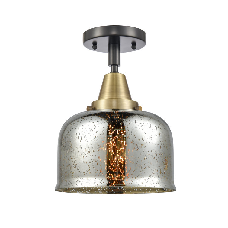 Black Antique Brass Glass Flush Mount Light Fixture