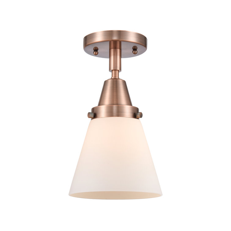 Antique Copper and Matte White Glass Flush Mount