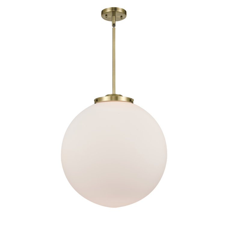 Beacon Brushed Brass Globe Pendant Light 19" Matte White