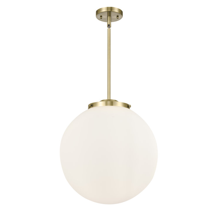 Beacon Classic 3-Light 17" Globe Pendant in Antique Brass & Matte White