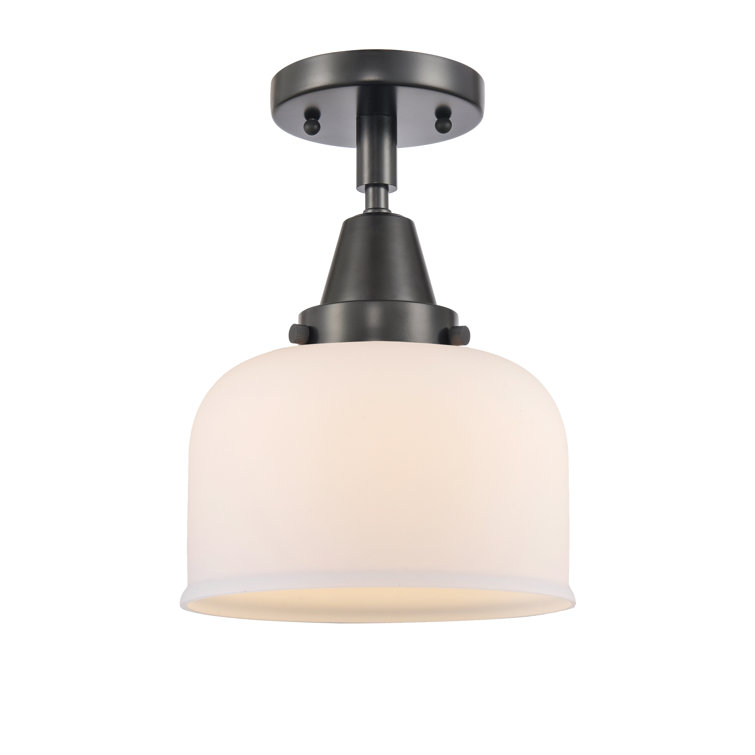 Caden Modern Matte Black Glass LED Flush Mount - 8"x10.38"