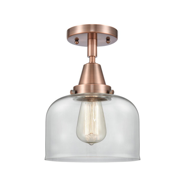 Antique Copper and Clear Glass Flush Mount Light