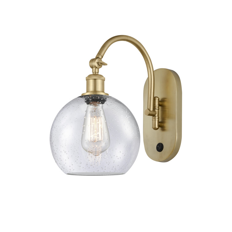 Athens Brass Swing Arm Sconce in Satin Gold, Dimmable, 13.75" Height