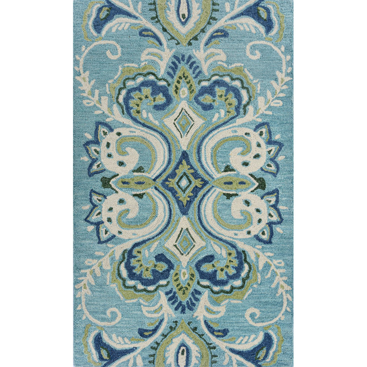 Adelaide Blue and Green Hand-Tufted Wool Area Rug 3' x 5'