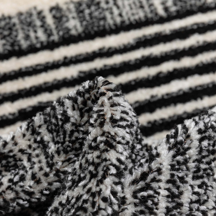 Athena Black and Dark Grey Geometric Area Rug 5'3" x 7'3"