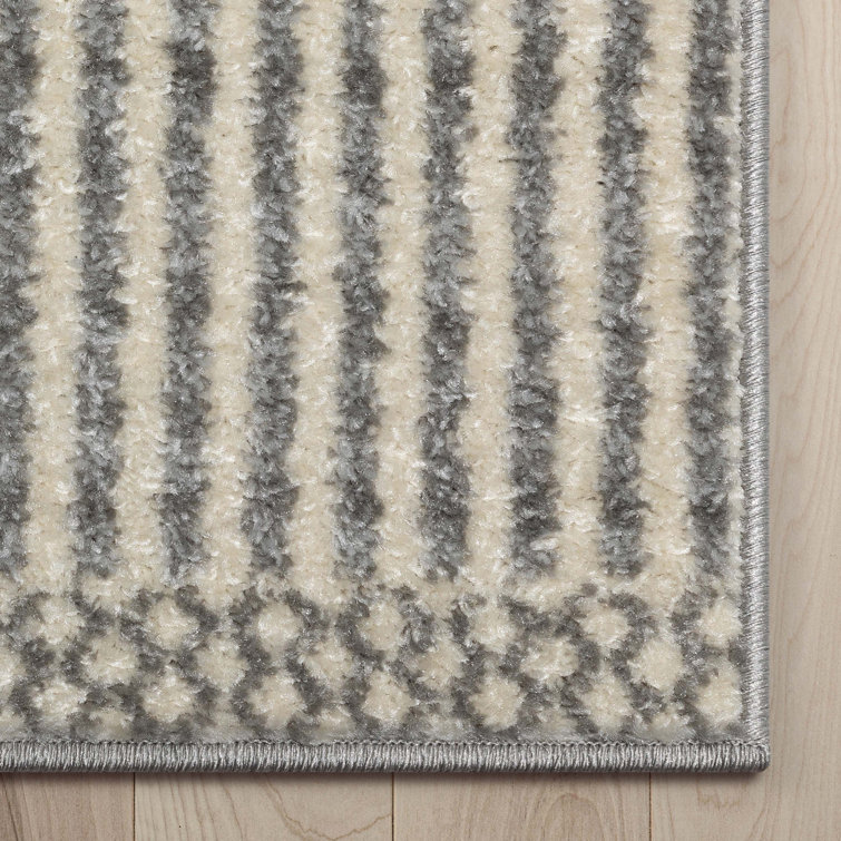 Athena Light Grey Geometric Synthetic Area Rug 7'10" x 9'10"