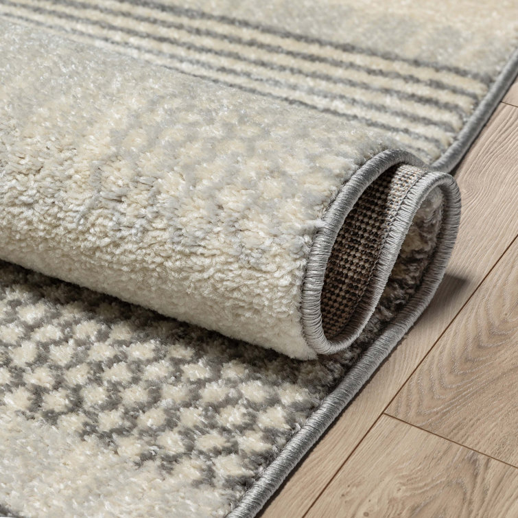 Athena Light Grey Geometric Synthetic Area Rug 7'10" x 9'10"