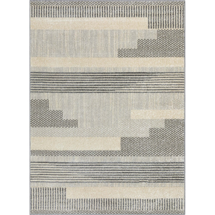 Athena Light Grey Geometric Synthetic Area Rug 7'10" x 9'10"