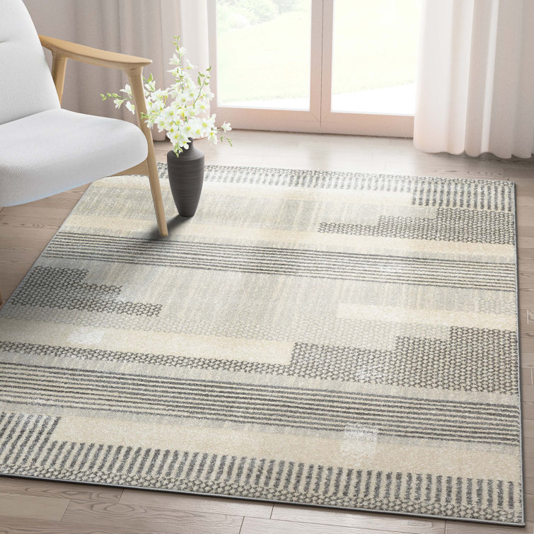 Athena Light Grey Geometric Synthetic Area Rug 7'10" x 9'10"