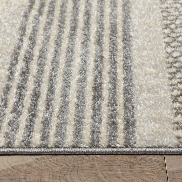 Athena Light Grey Geometric Synthetic Area Rug 7'10" x 9'10"