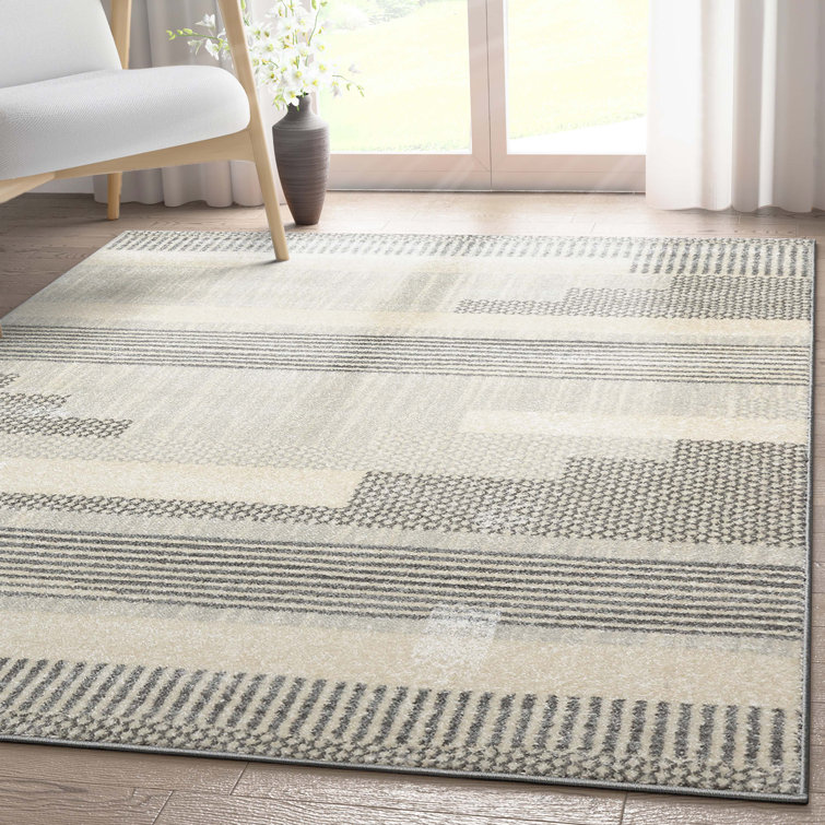Athena Light Grey Geometric Synthetic Area Rug 7'10" x 9'10"