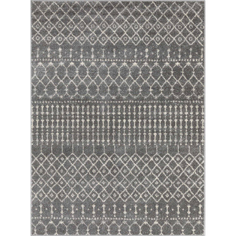 Gray Geometric Moroccan Trellis 5'3" x 7'3" Area Rug