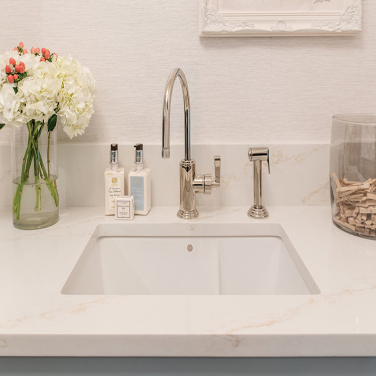 White Ceramic Undermount Laundry Sink with Micro-Jets