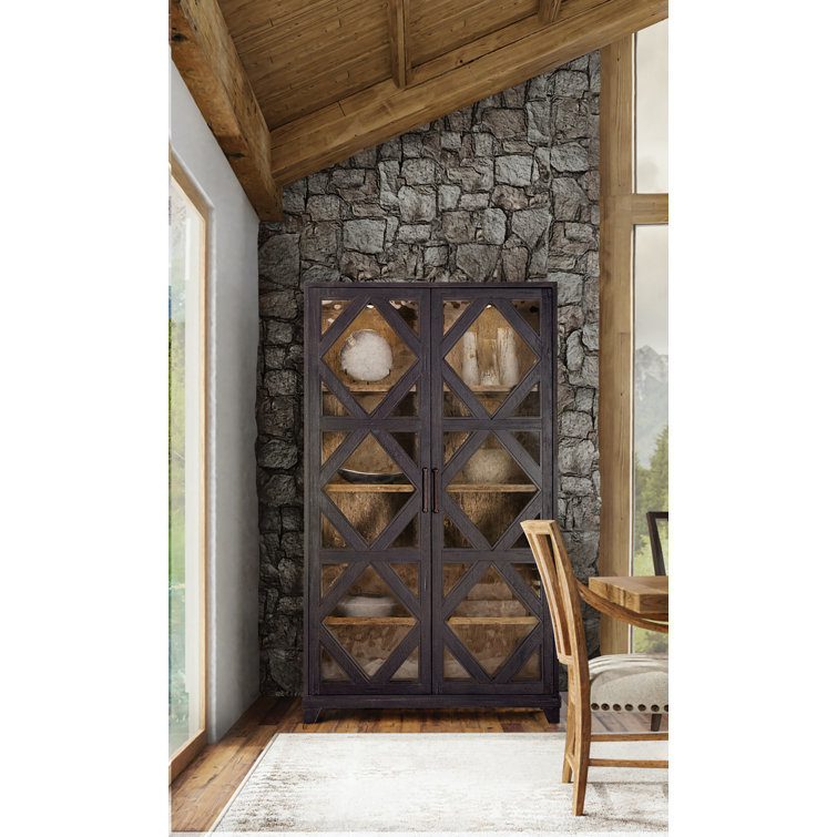 Charred Timber and Glass Lighted Display Cabinet