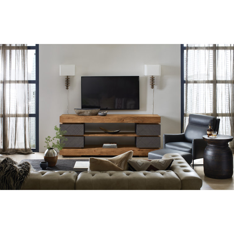 Natural and Gray 80'' Media Console with Drawers