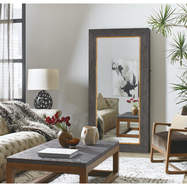 Big Sky Charcoal Wood and Resin Floor Mirror with Jewelry Storage