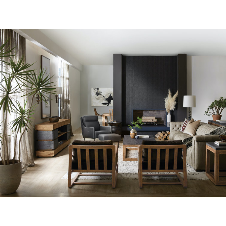 Natural and Gray 80'' Media Console with Drawers