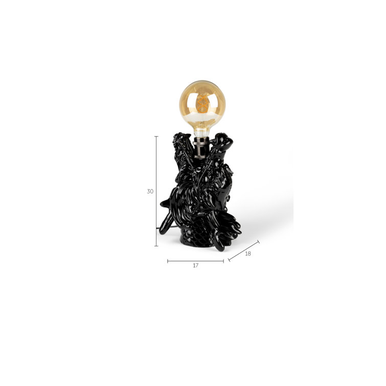 Glossy Black Resin Dragon Table Lamp