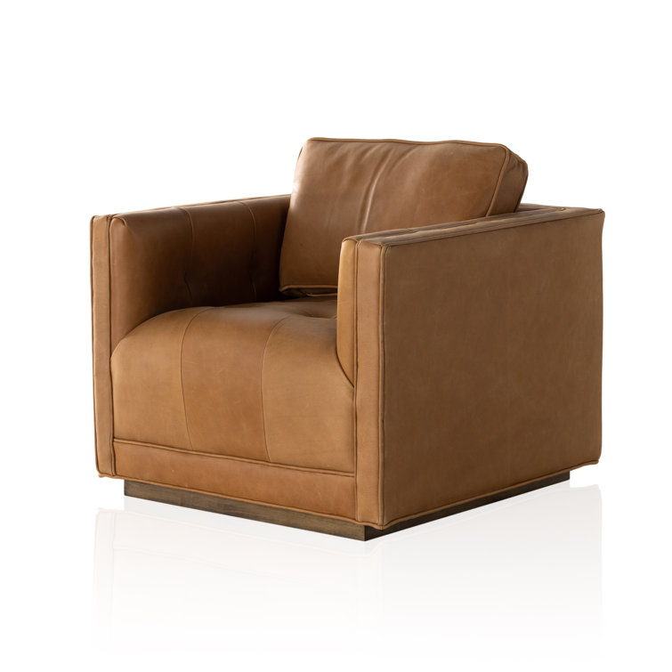 Palermo Cognac Luxurious Leather Swivel Armchair