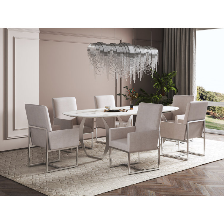 Champagne Velvet High-Back Metal Armchair