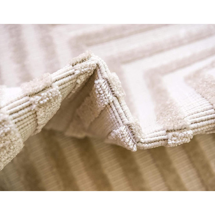 Beige Geometric 5' x 8' Synthetic Outdoor Area Rug