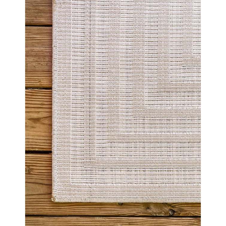 Beige Geometric 5' x 8' Synthetic Outdoor Area Rug
