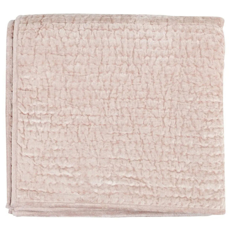 Bliss Pink Velvet King Quilt Set with Cotton Sateen Back