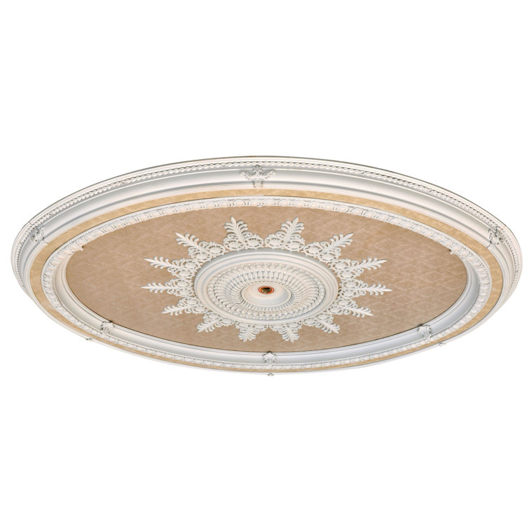 Blanco Oval White and Beige Polystyrene Ceiling Medallion