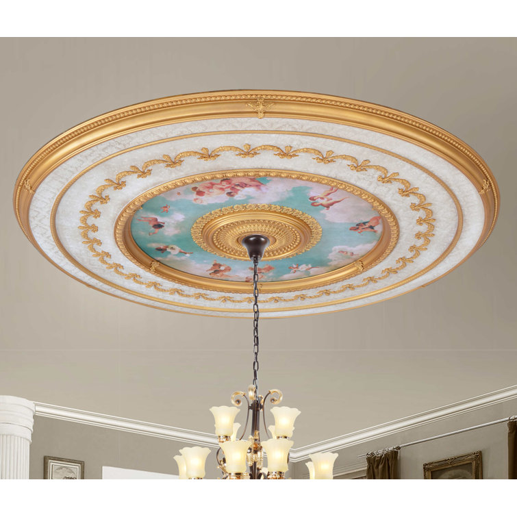 Grand 99.5" Gold and White Polystyrene Ceiling Medallion
