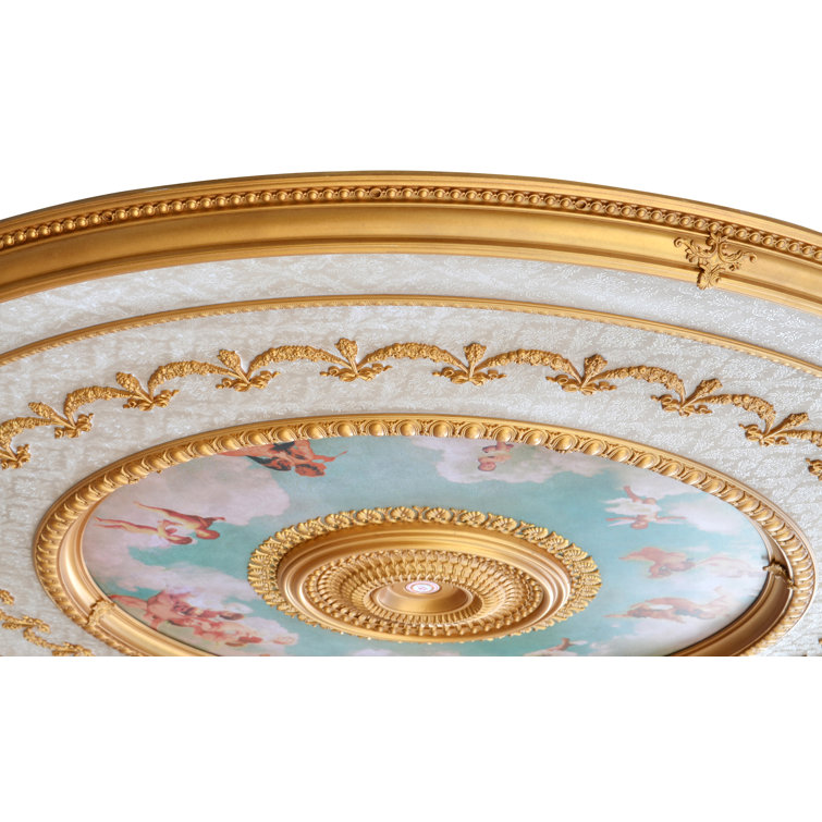 Grand 99.5" Gold and White Polystyrene Ceiling Medallion