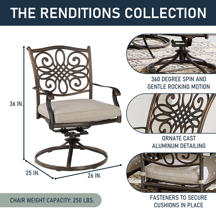 Bronze 3-Piece Patio Set with Swivel Rockers and Cast-Top Table
