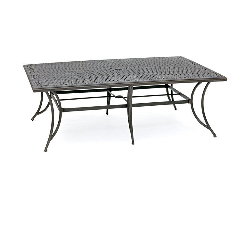 Bronze Finish Cast-Aluminum Dining Set with Blue Sunbrella Cushions - 11 Pieces