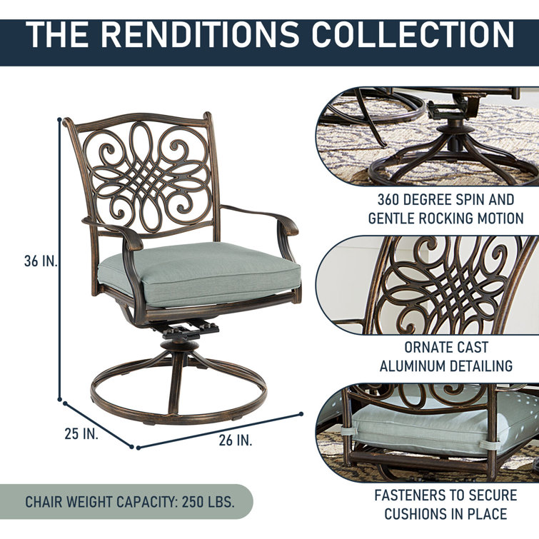 Bronze Finish Cast-Aluminum Dining Set with Blue Sunbrella Cushions - 11 Pieces