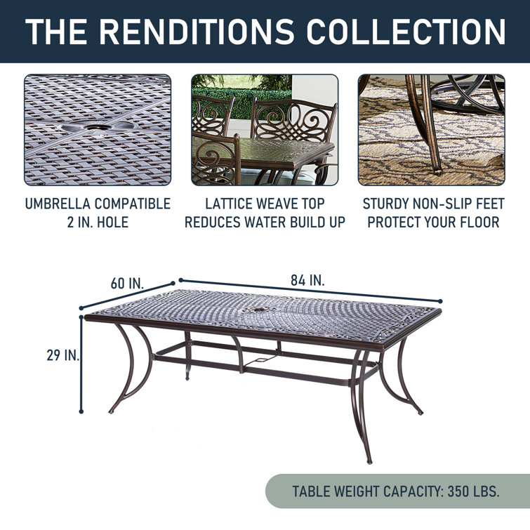 Bronze Finish Cast-Aluminum Dining Set with Blue Sunbrella Cushions - 11 Pieces