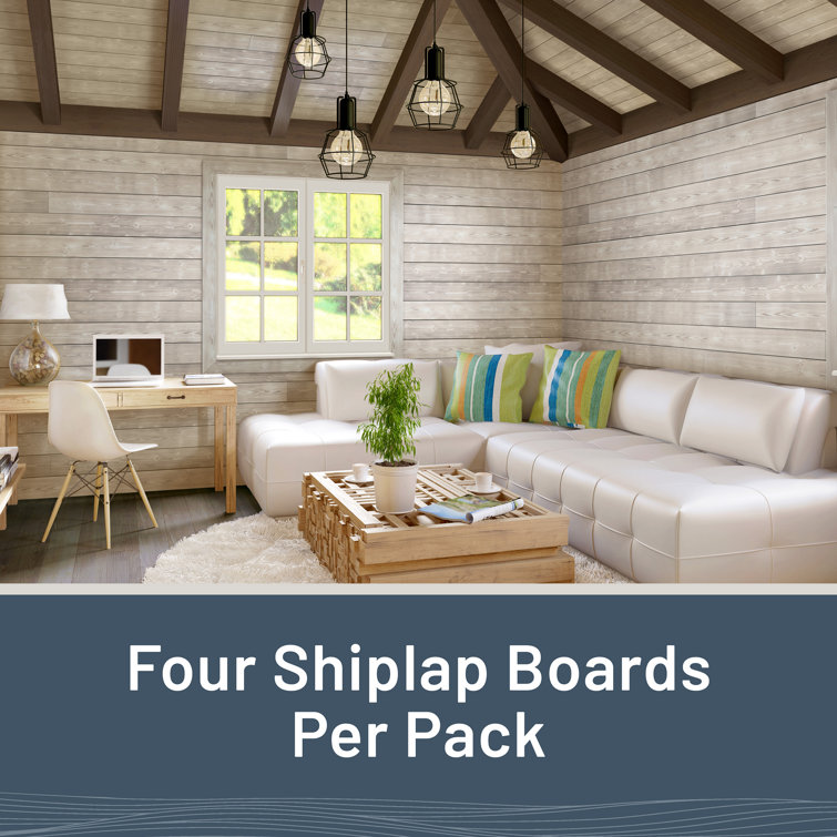 Distressed Smoke White Pine Shiplap Plank 6 ft. for Interior Accents