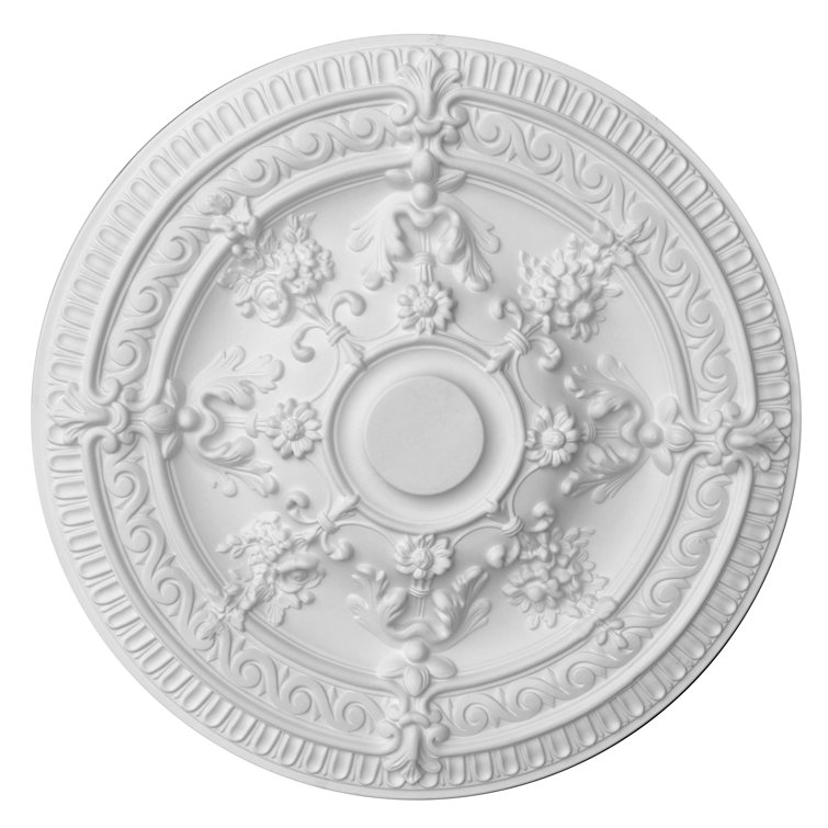 White Floral Scroll 28" Ceiling Medallion