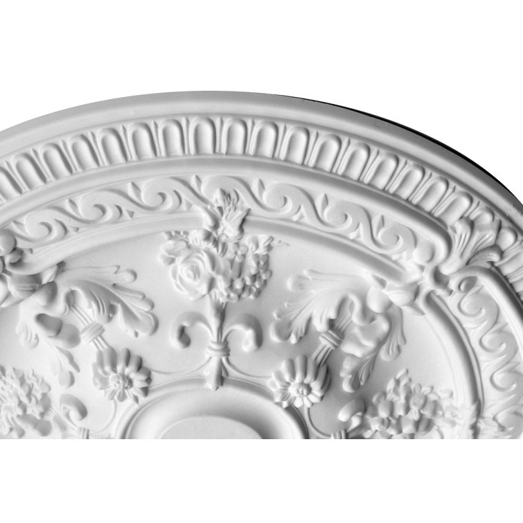 White Floral Scroll 28" Ceiling Medallion