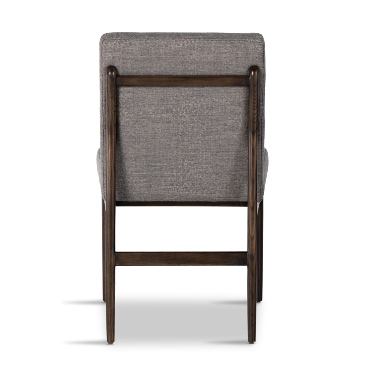 Gray Linen Upholstered Side Chair with Wood Frame
