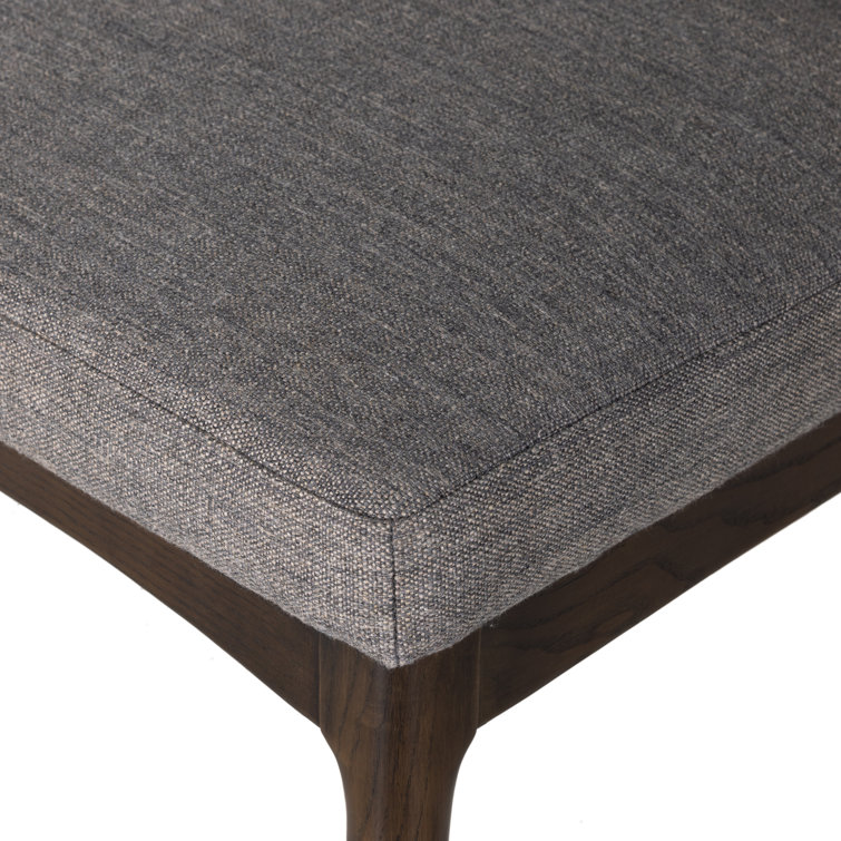 Gray Linen Upholstered Side Chair with Wood Frame