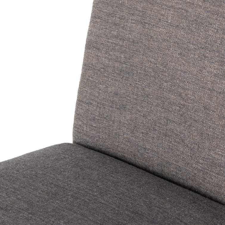 Gray Linen Upholstered Side Chair with Wood Frame