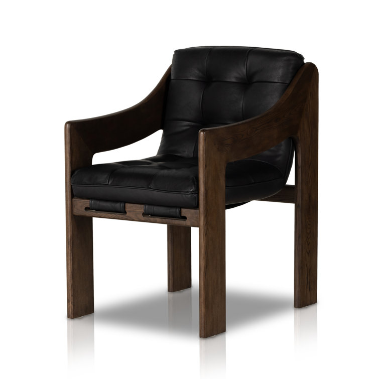 Heirloom Black Terra Brown Ash Upholstered Leather Arm Chair