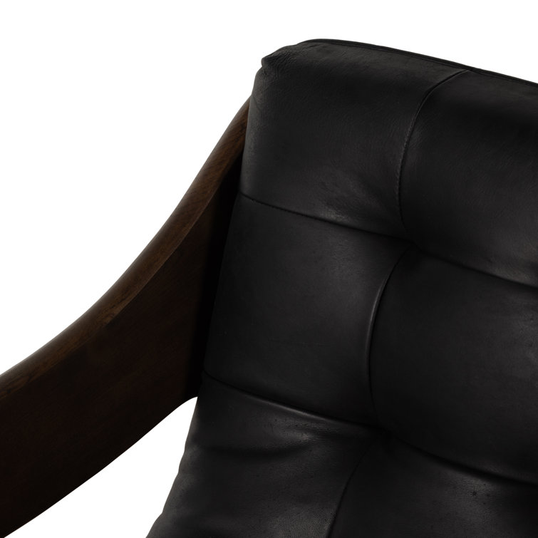 Heirloom Black Terra Brown Ash Upholstered Leather Arm Chair